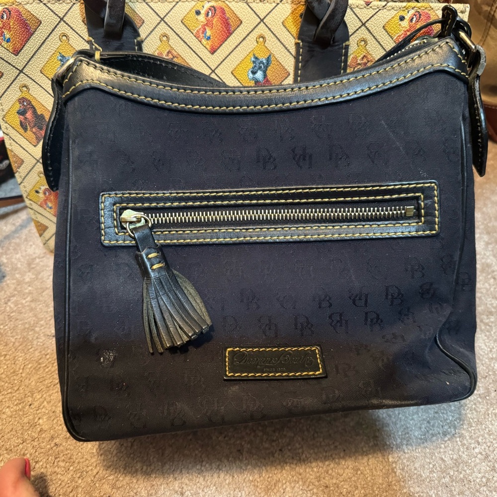 Dooney & Bourke Black Shoulder Bag with Tassel Zip Pocket